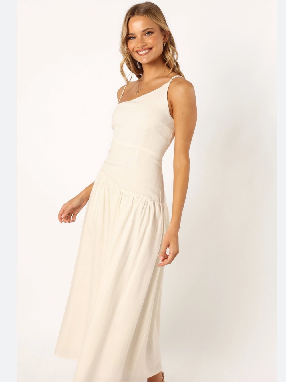 Petal & Pup White Spaghetti-Strap Midi Dress